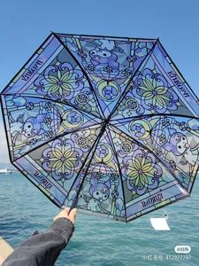 彩绘玻璃库洛米雨伞长柄透明伞中小学生凯蒂猫透明伞ins全自动女
