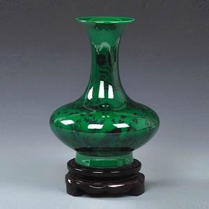 景德镇陶瓷翡翠绿家居花瓶摆件仿古花瓶青花瓷瓶双耳瓶中式工艺品
