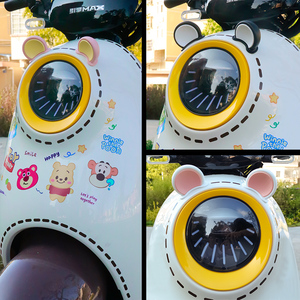 电动车灯贴纸熊耳朵装饰雅迪爱玛电瓶摩托车头盔改造小配件猫耳朵