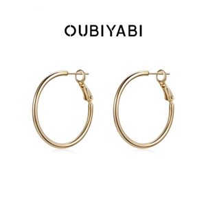 OUBIYABI欧比雅比高端耳环2024高级感轻奢银饰气质女大圈素圈耳环