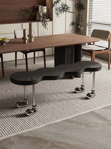 新品设计师岛餐椅不锈钢床蚂蚁凳中台侘寂风长条换古鞋凳实木床榻
