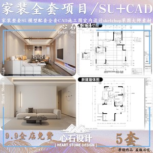5套-家装整套项目SU模型配套全套CAD施工图室内方案设计-DT124