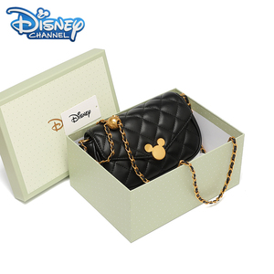 迪士尼米奇小金球黑色菱格链条包女时尚高级感斜挎小方包2023新款