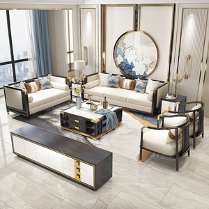 新中式全实木布艺沙发组合现代简约禅意别墅整装小户型样板房家具