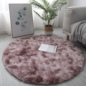 丝毛地毯扎染长毛加厚圆形地毯家用茶几垫圆桌垫客厅吊篮毛绒地毯