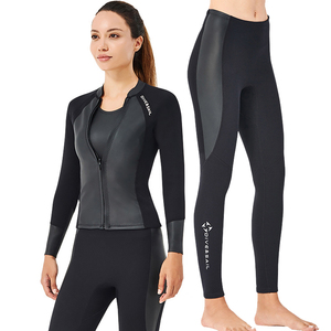 3mm专业分体潜水服女款长袖上衣裤子加厚保暖修身浮潜冲浪湿衣