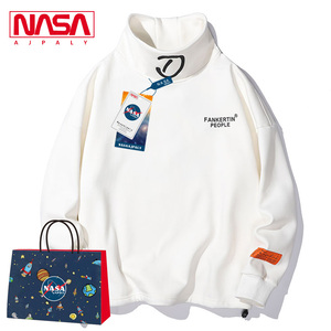 NASA联名半高领卫衣男潮牌ins春秋季宇航员学生百搭宽松打底衫男