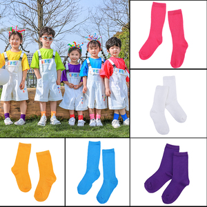 狮园儿童六一表演袜子糖果色七彩堆堆袜彩虹袜系带袜