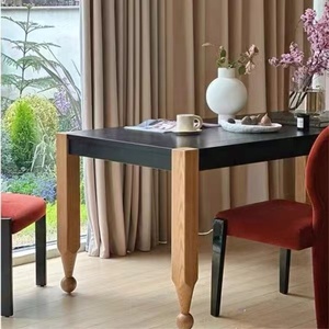 法式实木餐桌家用中古风客厅饭桌侘寂风铅笔桌设计师创意办公桌