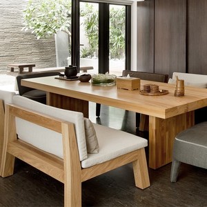 简约全实木餐桌椅现代日式长方形大板长桌子组合原木色家用工作台