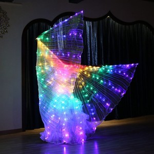 LED跳舞发光翅膀舞蹈服装肚皮舞万圣节蝴蝶彩色道具金翅披风舞台