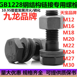 10.9S九龙GB1228高强度钢结构螺栓M12M16M18M20M22M24M27M30*100
