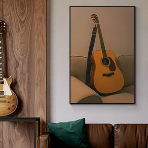 吉他挂画现代简约客厅卧室音乐主题装饰画艺术琴行钢琴室复古壁画