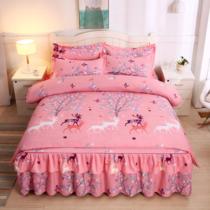 网红纯棉四件套床裙式加厚磨毛秋冬全棉被套床罩床单被罩床上用品