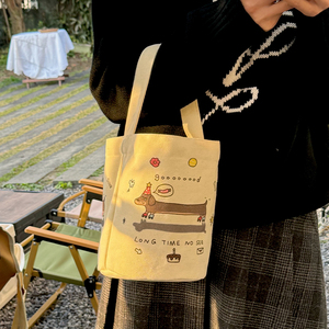 帆布包女手拎新款2024便携小拎包Dailybag上学通勤韩系手提水桶包