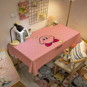 卡通防水防油免洗餐桌布粉色书桌布少女星之卡比PVC软皮革茶几布