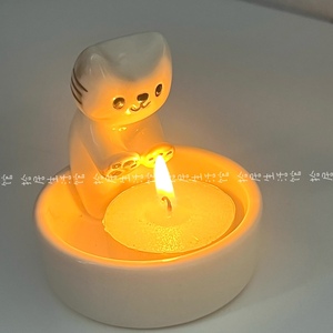 【现货】可爱烤手小猫香薰蜡烛DIY烛台礼盒陶瓷生日礼物装饰摆件
