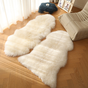 澳洲羊毛沙发垫地毯皮毛一体床边毯整张羊皮垫子长毛不规则卧室毯