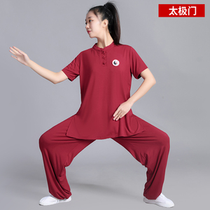 中国风太极服女夏季短袖 新款太极剑练功服男武术打拳练习表演服