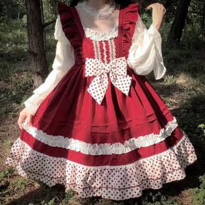洛丽塔{现货}厂原创设计Lolita洋中古风吊带jsk连衣裙夏装现货红