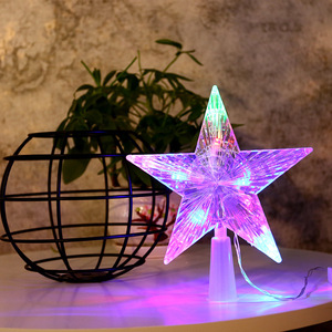 新品LED圣诞树灯发光星星灯串电池盒五角星圣诞树顶灯节日装饰