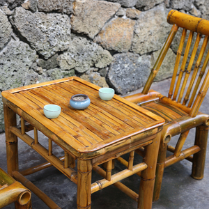五竹椅竹制茶几靠背椅竹编竹凳子靠背竹椅老人椅老式竹茶几竹茶桌
