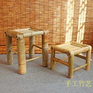 竹椅子家用纯手工老式编织藤椅洗澡家用竹家具休闲靠背椅子方凳子