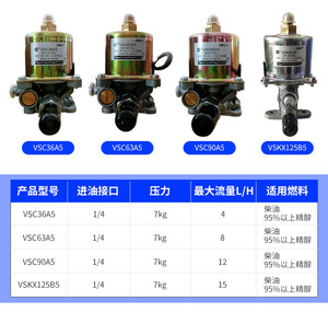 日本进口电磁泵VSC36/63/90A5VSKX125柴油甲醇燃烧机炉灶油泵弹簧