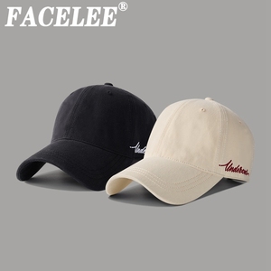 Face Lee日本设计师联名款大头围棒球帽子男夏季米色鸭舌帽女深顶