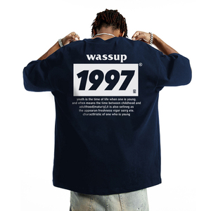 WASSUP HEODS潮牌夏季男装1997短袖T恤休闲情侣宽松半袖纯棉上衣
