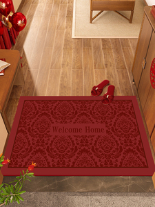 红色喜庆入户门地垫家用玄关防滑脚垫大门口进门垫可机洗高级地毯