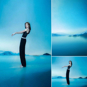 天空湖水模特个人写真商业拍摄背景布大海海平面室内风景抖音网红艺术段子3d立体直播背景布MH-0646