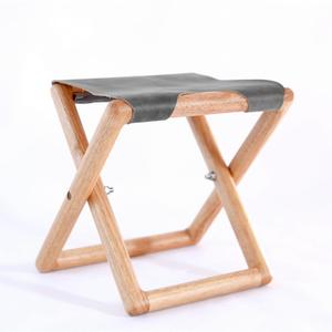 马扎实木牛皮折叠小凳子家用新品帆布板凳靠背便携式轻宽高椅简易