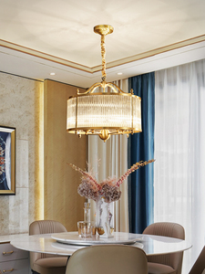 全铜轻奢美式欧式后现代餐厅客厅纯铜水晶玻璃吊灯设计师风格
