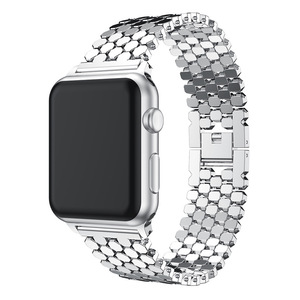适用苹果apple watch8/7智能表带iwatch6/SE/5/4/3/2/1代不锈钢手表带40/44/38/41/45mm男iphone表带腕带链式