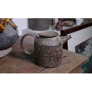 村上跃浅褐色大茶壶 日本作家手作茶具茶壶 家用日式陶器