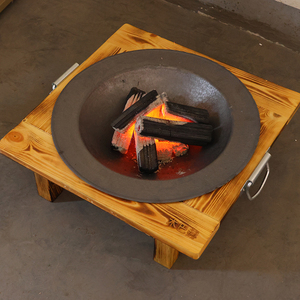 碳火盆取暖木炭家用实木架炭火盆铸铁烤火炉老式烤火盆子围炉煮茶