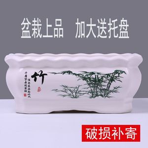 长形花盆陶瓷带托盘特大号室内阳台多肉植物绿植绿萝花盆