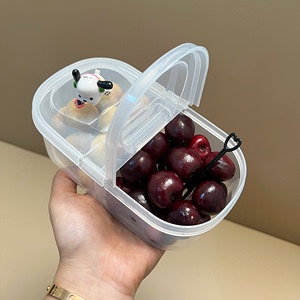 便携式水果盒高颜值便当盒透明分格上班族外带儿童上学小学生专用