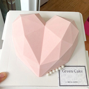 3D立体钻石心形法式爱心心型网红慕斯蛋糕模具硅胶烘焙家用送教程