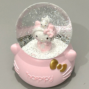 hellokitty水晶球圣诞飘雪音乐八音盒桌面装饰摆件送女生生日礼物