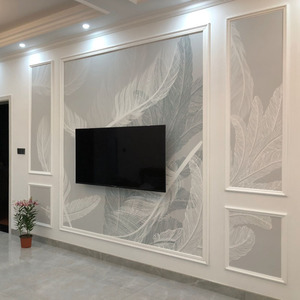 电视背景墙壁纸2024年新款客厅卧室墙布壁布羽毛墙纸影视墙3D壁画