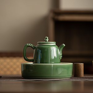 七浔 青璃釉枯石手执壶 日式陶瓷茶壶功夫茶具家用青瓷泡茶壶