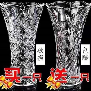 【买一送一】玻璃花瓶加厚大号客厅插花水培富贵竹百合花瓶欧式