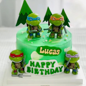 忍者神龟蛋糕装饰摆件创意乌龟公仔手办儿童男孩王子生日烘焙配件