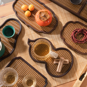 中式复古托盘壶承果盘客厅茶具茶几小茶盘禅意紫砂壶垫小型干泡台
