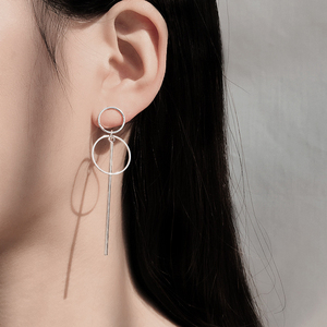 s25纯银气质高级感耳钉耳饰女2022年新款潮小众设计圆形长款耳环