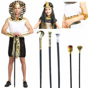 万圣节服装cos化妆舞会埃及假发法老帽子骷髅头国王蛇头权杖法杖