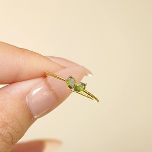 925银柔枝绿叶绿芽戒指女ins轻奢小众设计高级感橄榄绿食指戒可调