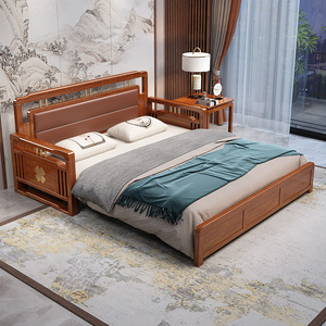 新中式胡桃木全实木折叠伸缩两用沙发床软包靠背现代客厅卧室家具